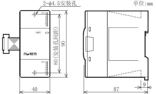 FX2N-16EYR-ES/UL外形尺寸