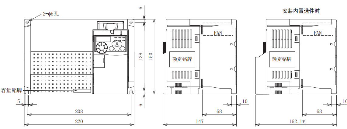 FR-E740-5.5K、7.5K-CHT尺寸圖